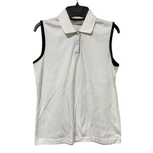Sag Harbor Sport White w Black Trim Sleeveless Polo Shirt